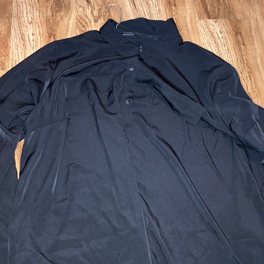 EVRI Black Womens Button Up Blouse Woven 4X Plus